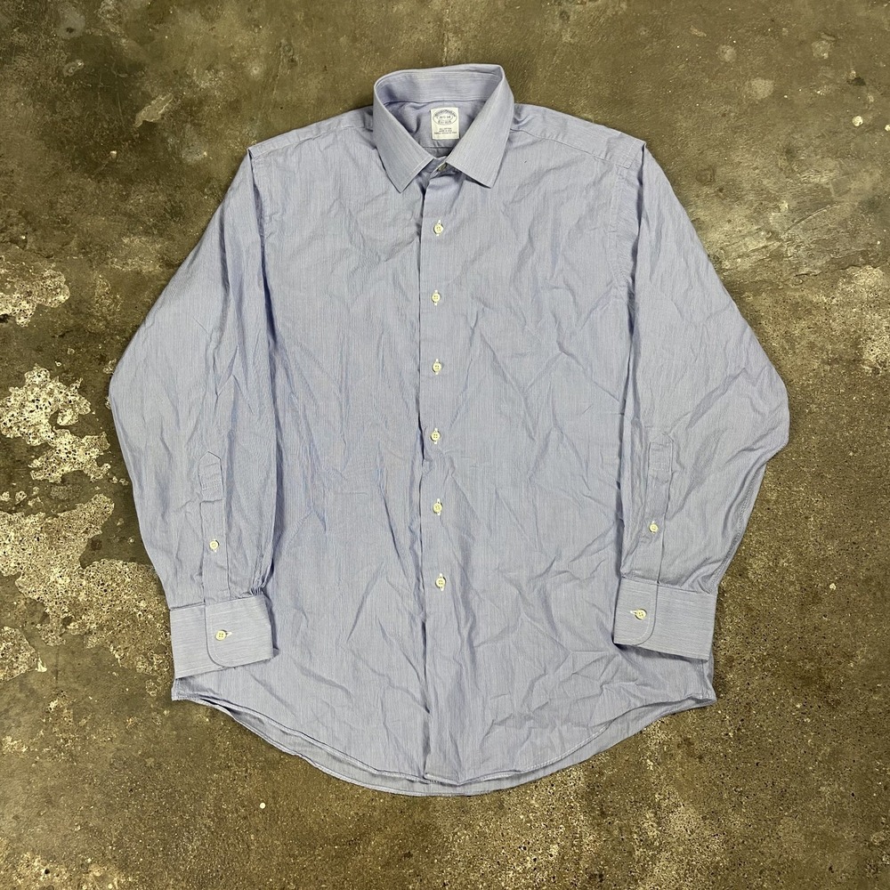 Brooks Brothers Dress Shirt Size 16.5-34 Blue Pin Stripe Long Sleeve Collar